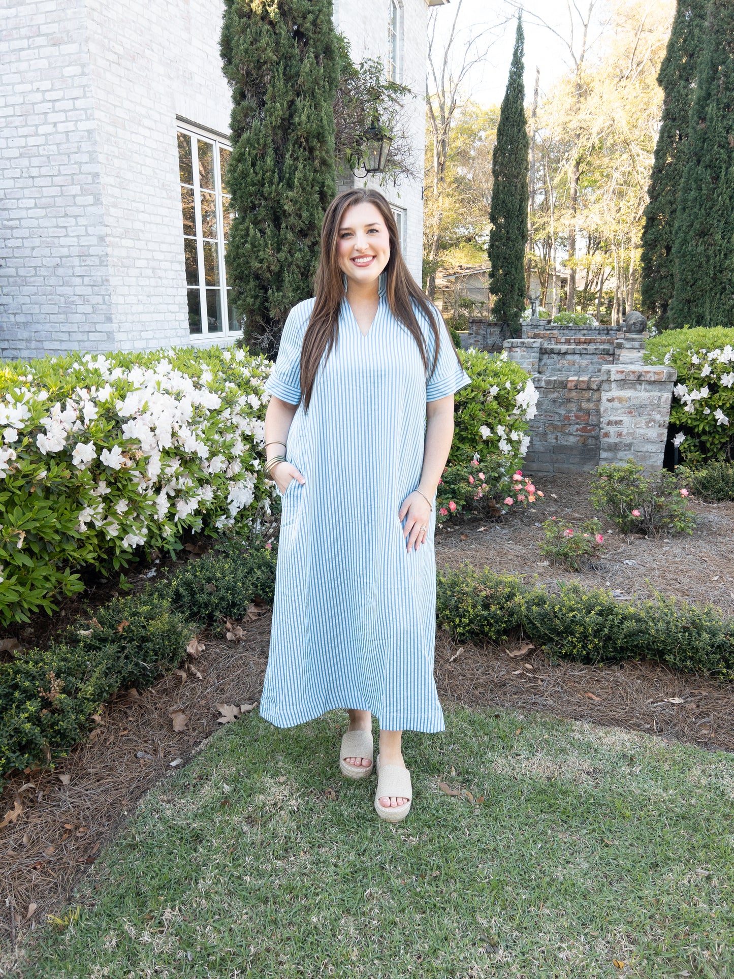 Blue Stripe Entro Midi Dress
