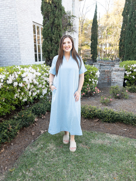 Blue Stripe Entro Midi Dress