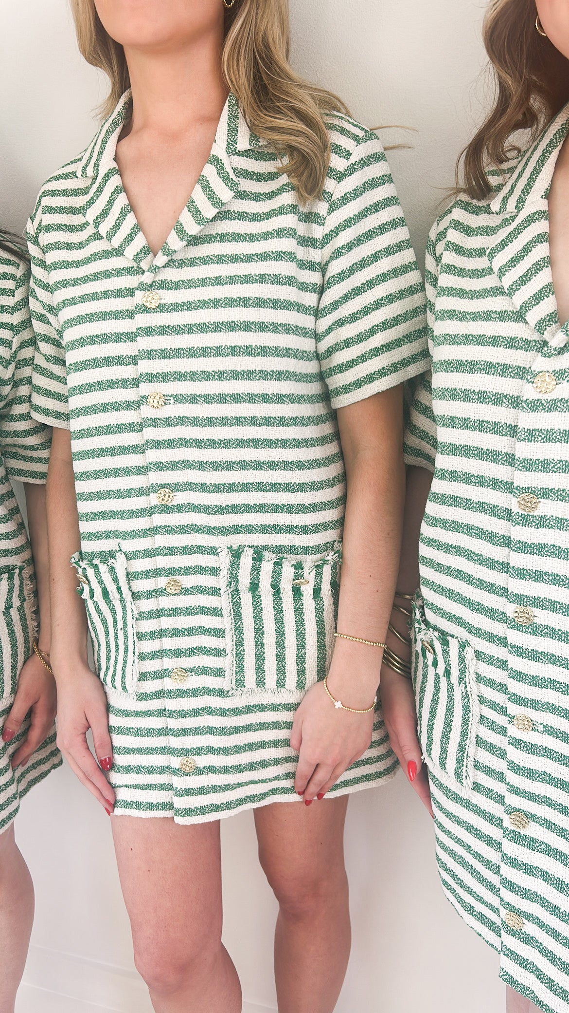 Green Stripe Collar Dress