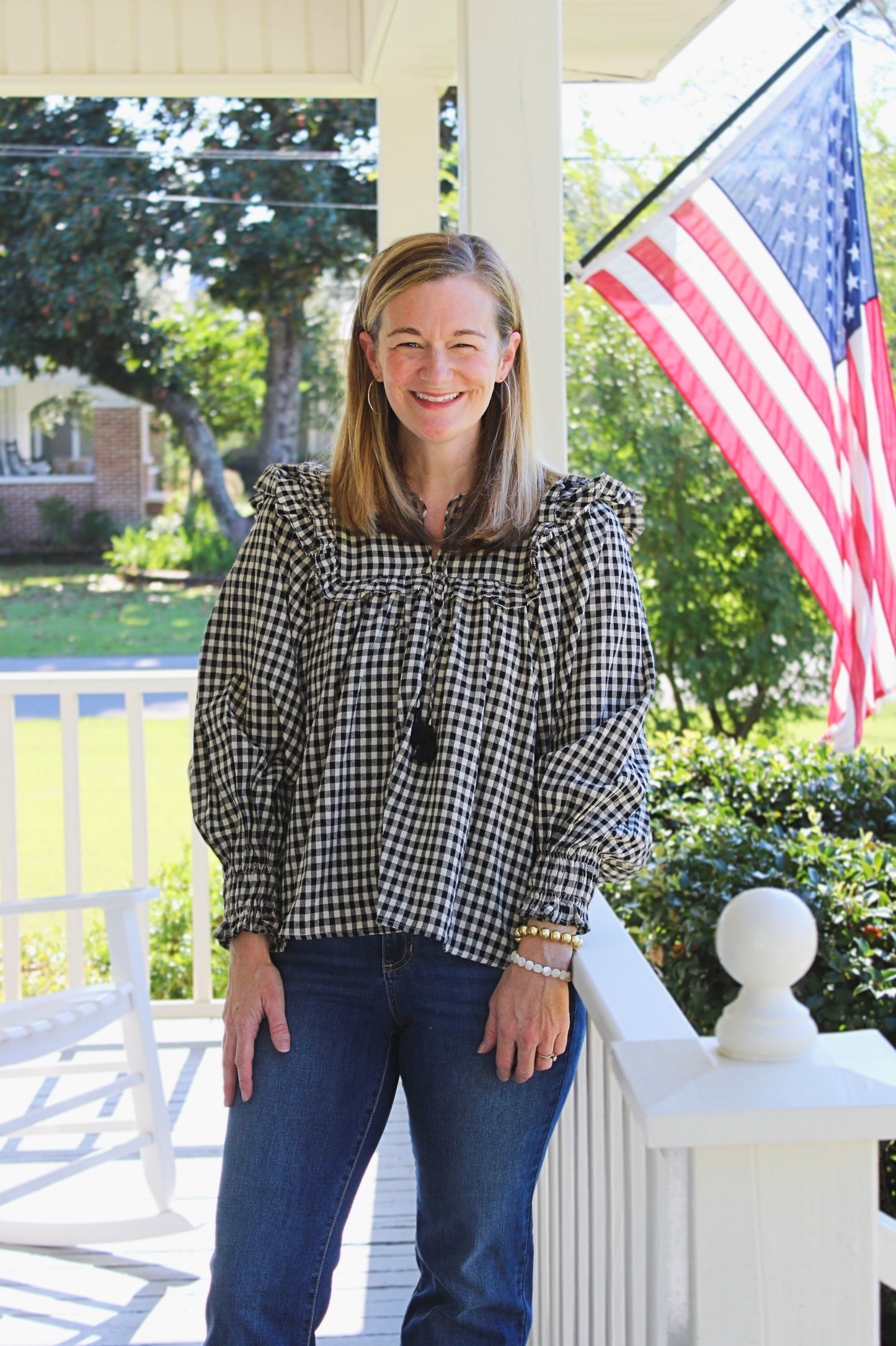 Gingham Print Blouse