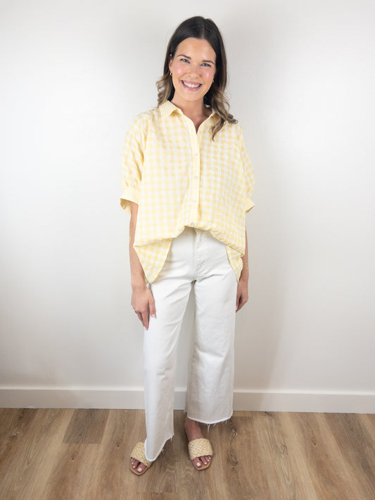 Lemon gingham oversize top