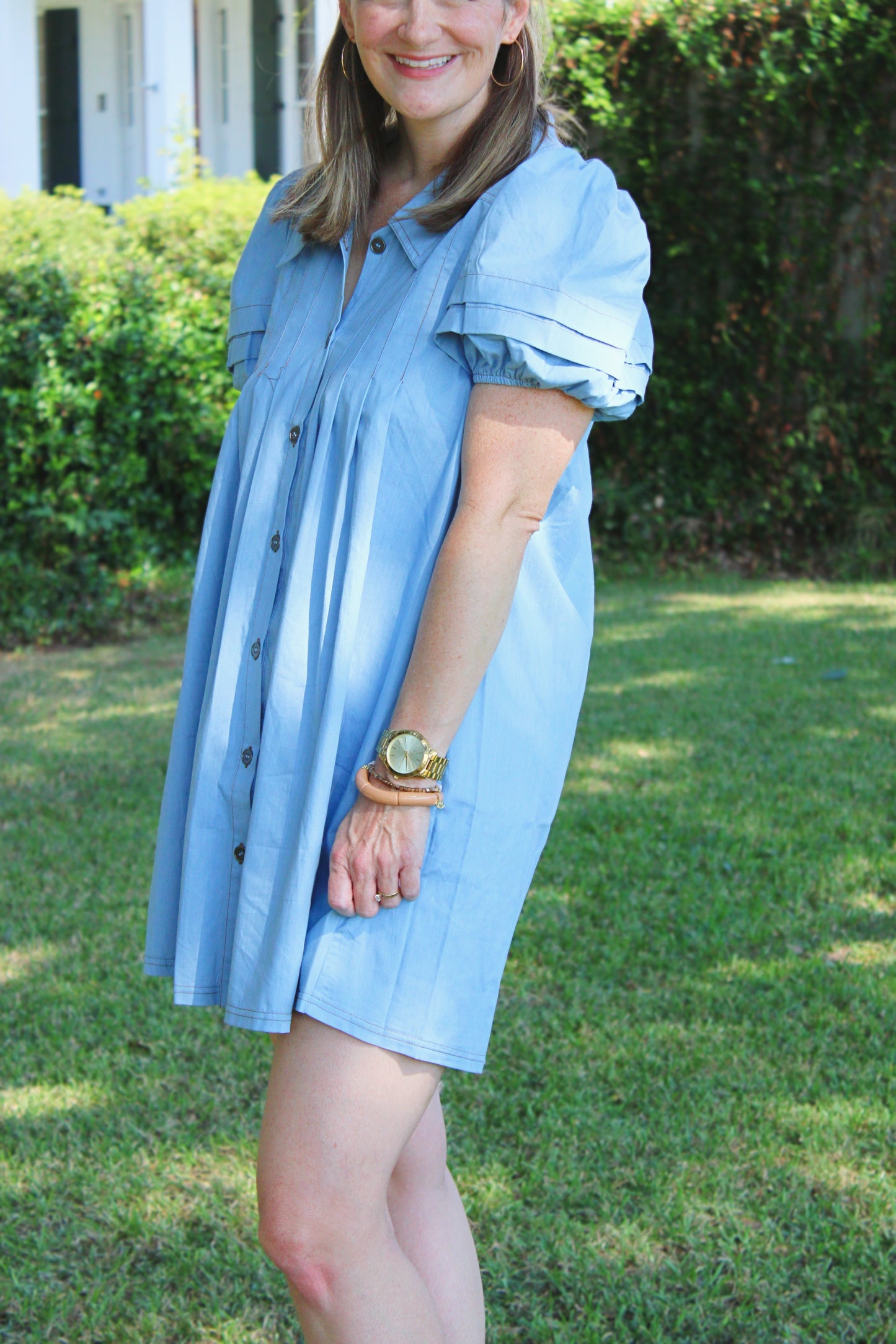 Collared denim mini dress