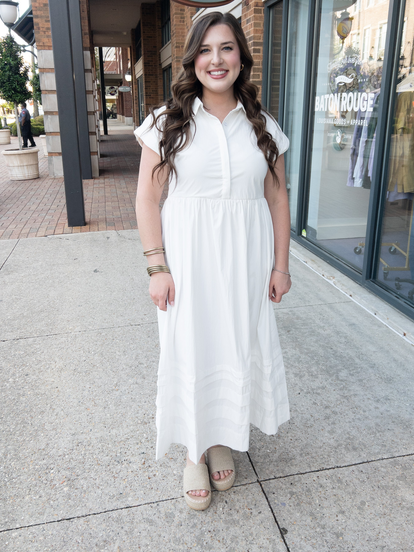 White Classic Cap Sleeve Midi