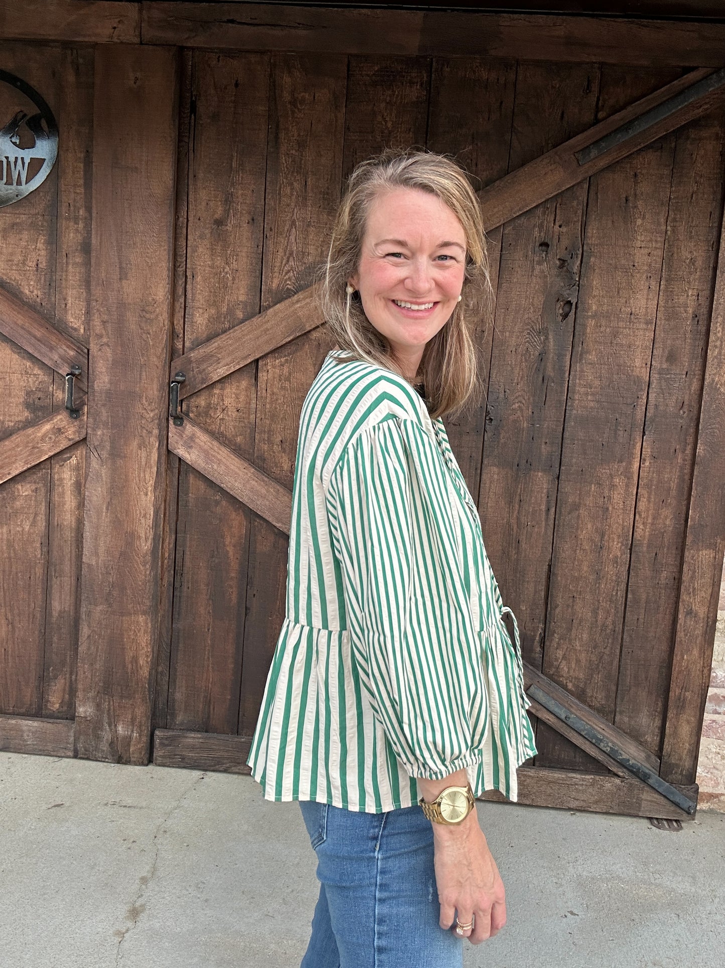 Green Stripe Blouse