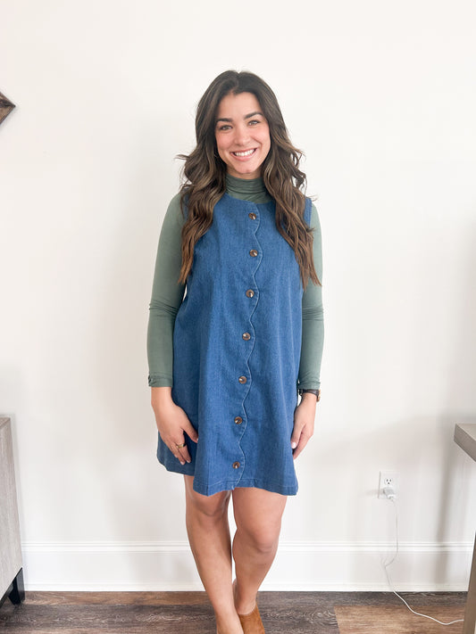 Scallop Denim Mini Dress