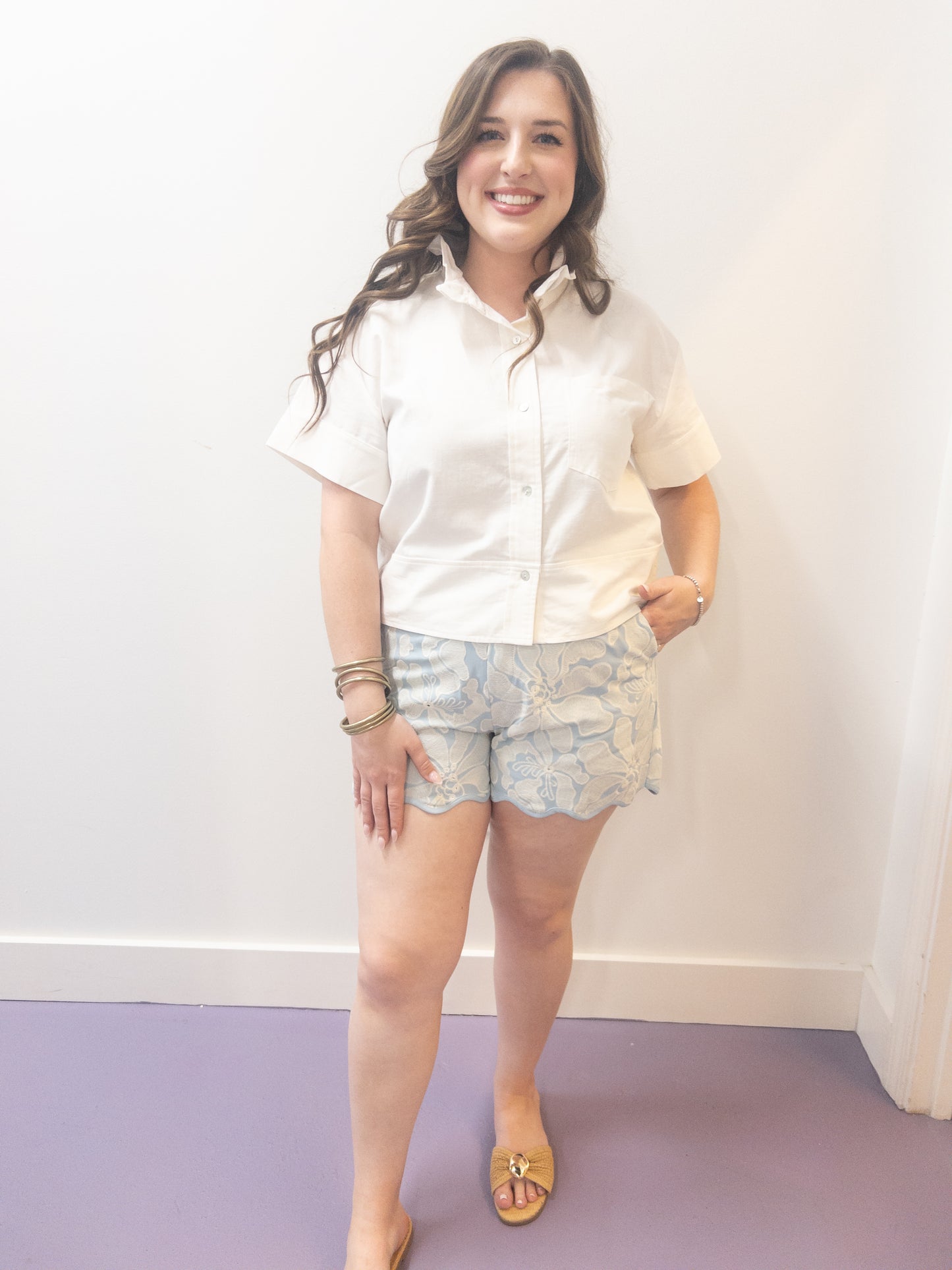 Light Blue Lace Shorts