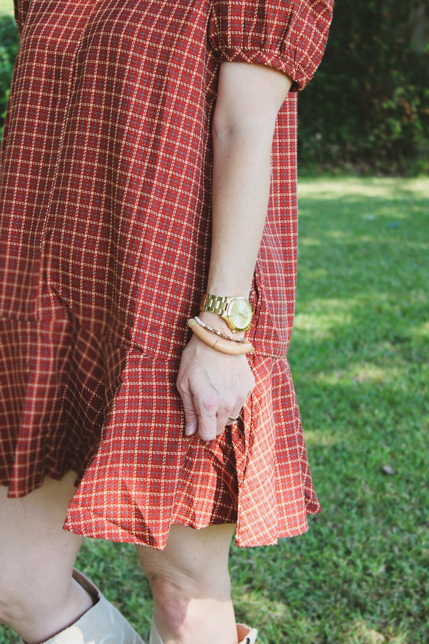 Rust plaid mini