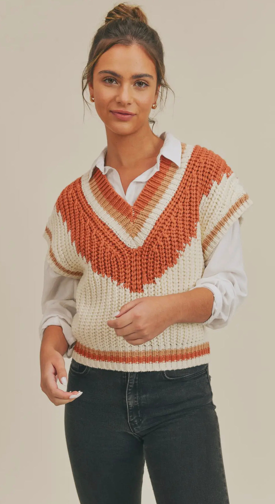 Ivory Rust Sweater Vest