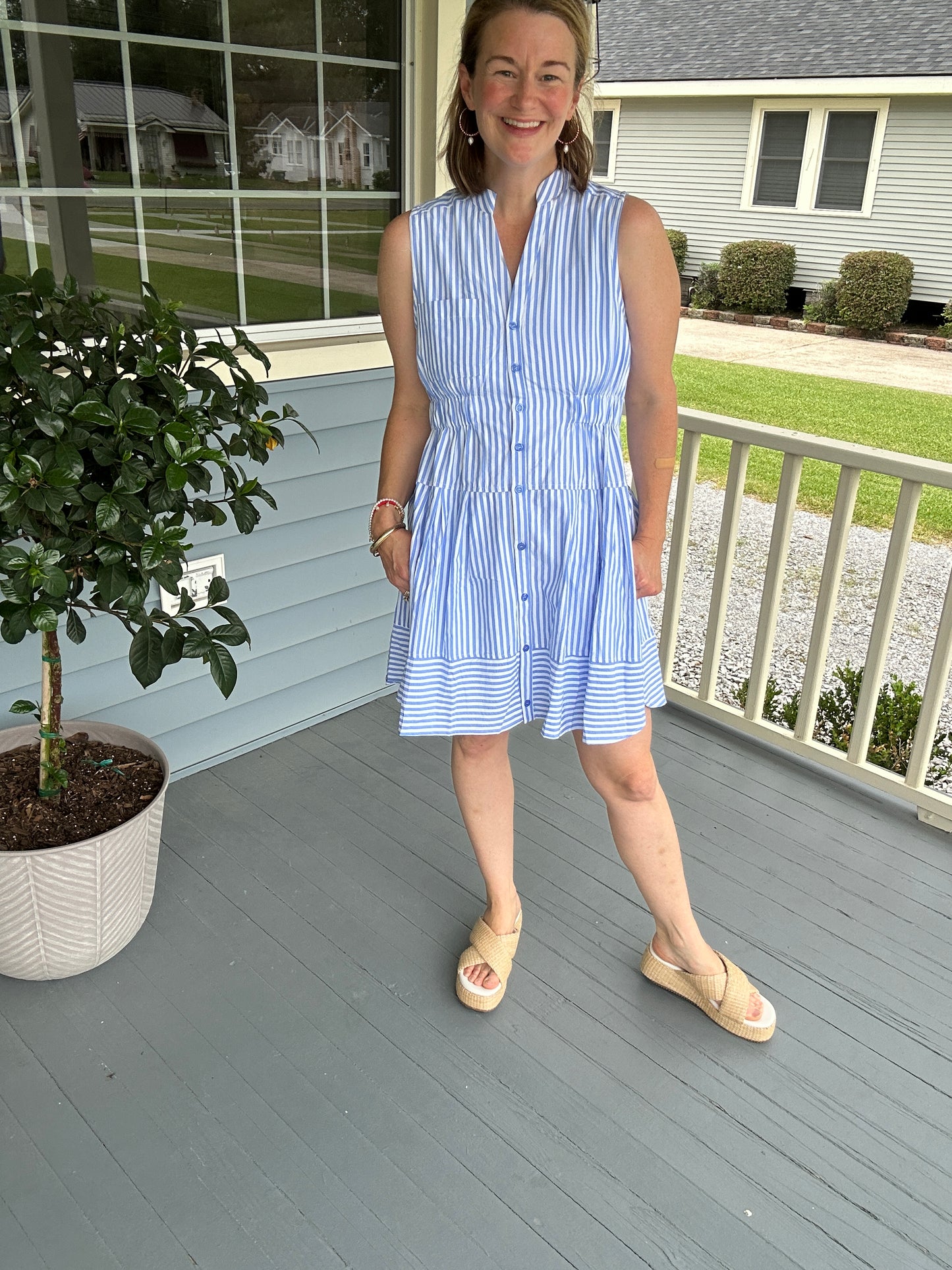 Entro Blue Stripe Sleeveless top