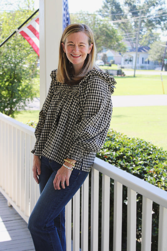 Gingham Print Blouse