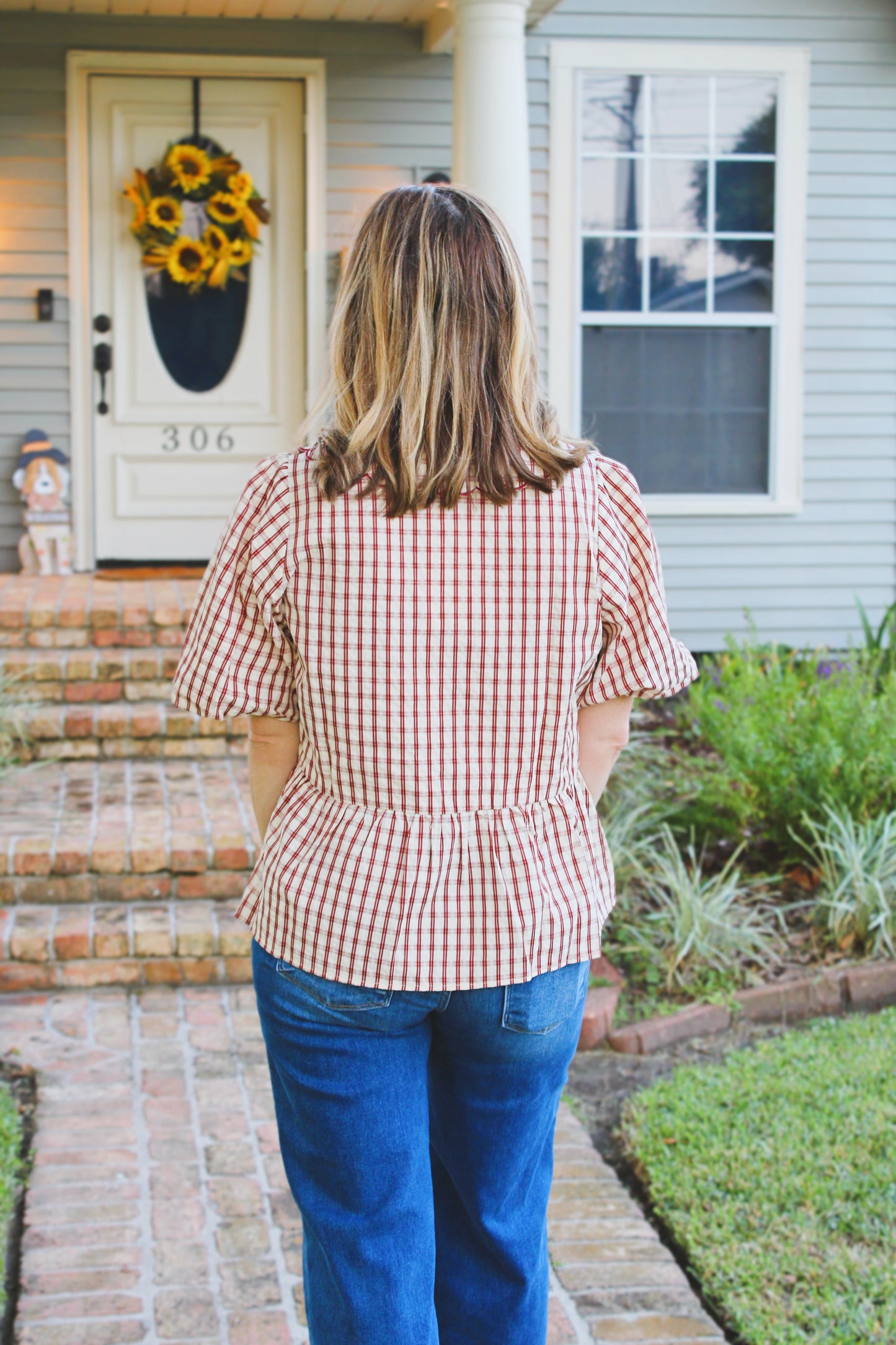 Plaid peplum top