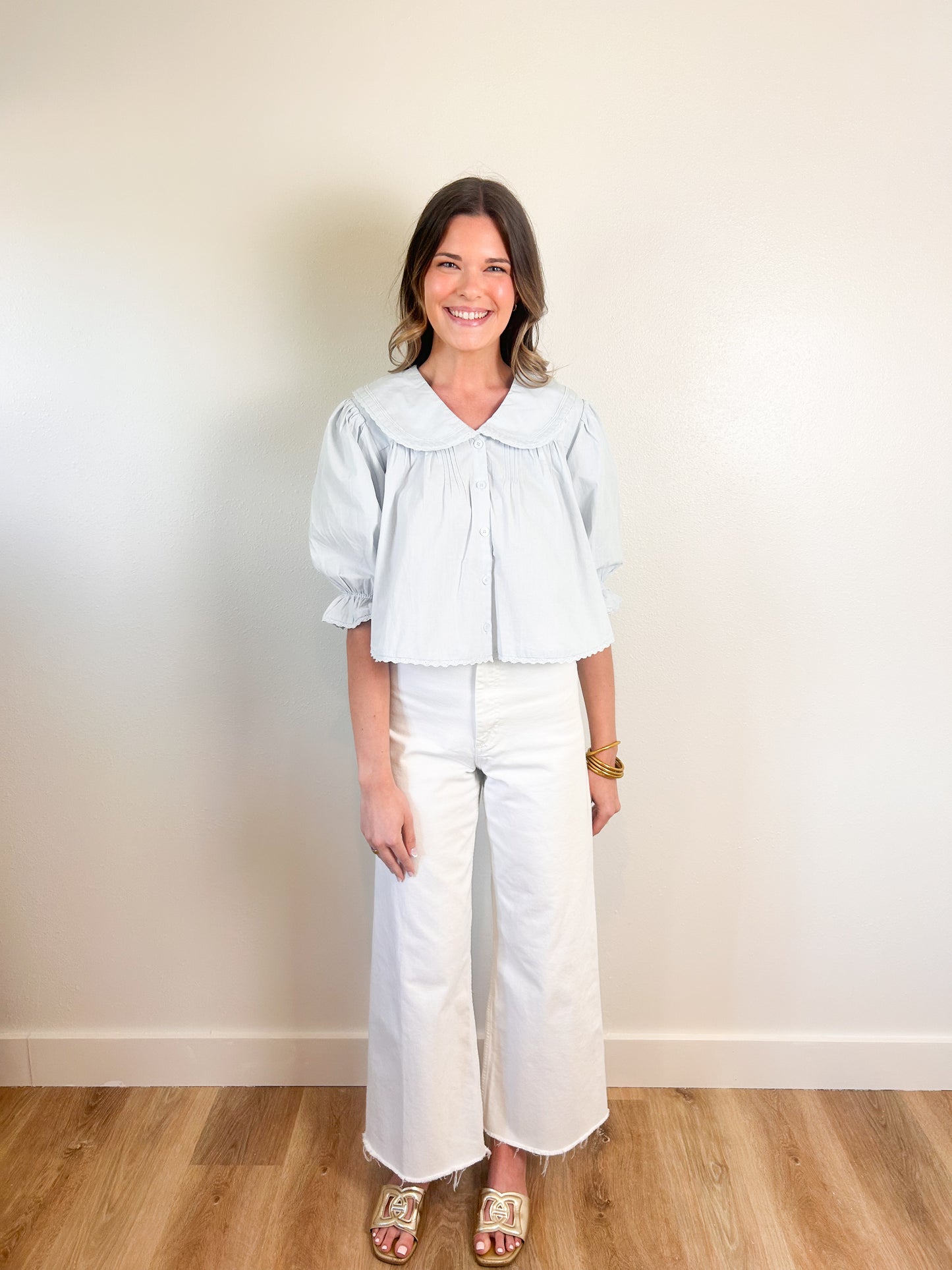 Baby blue Peter Pan collar top