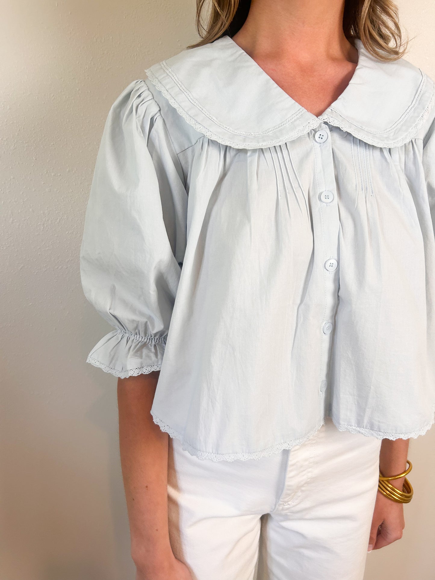 Baby blue Peter Pan collar top