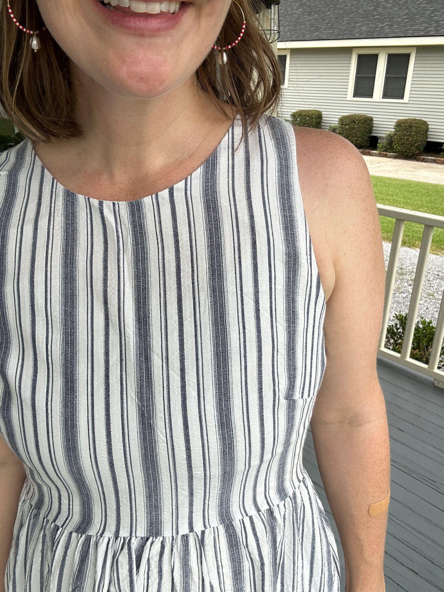 Blue Stripe Scoop Neck Maxi