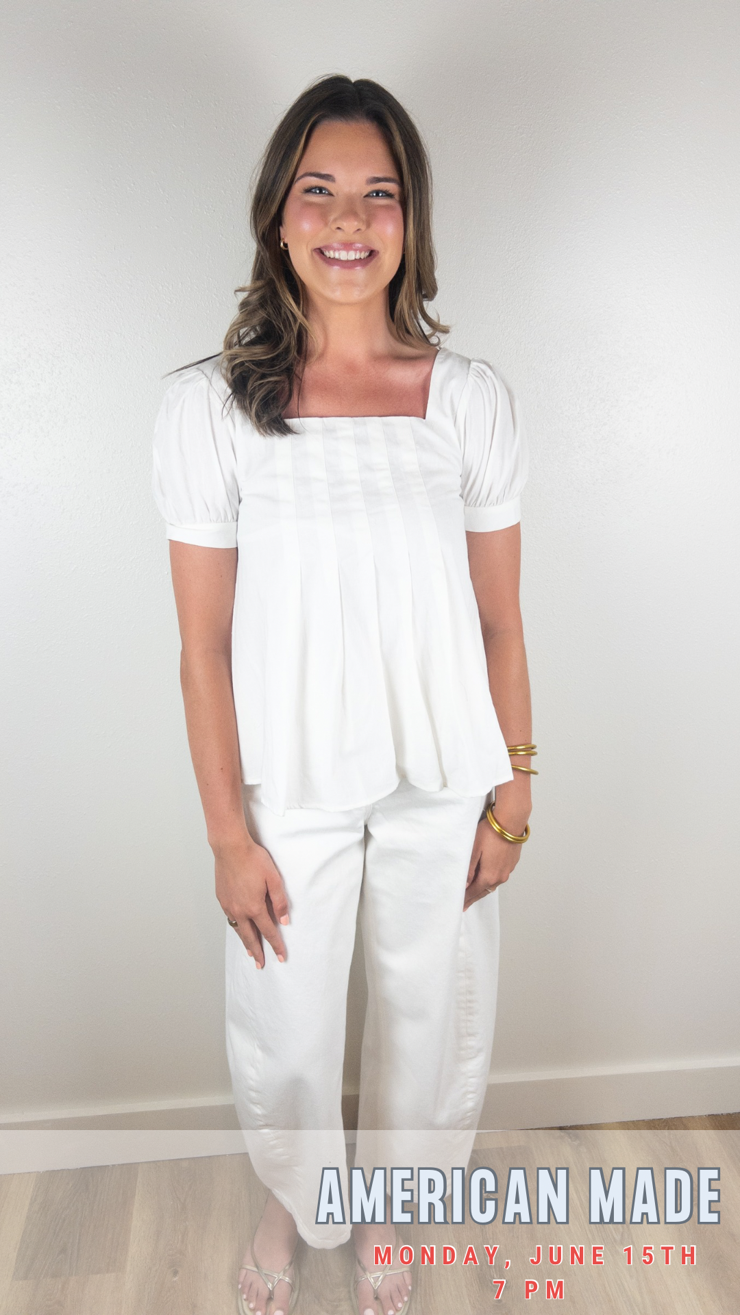 White peplum pleated top