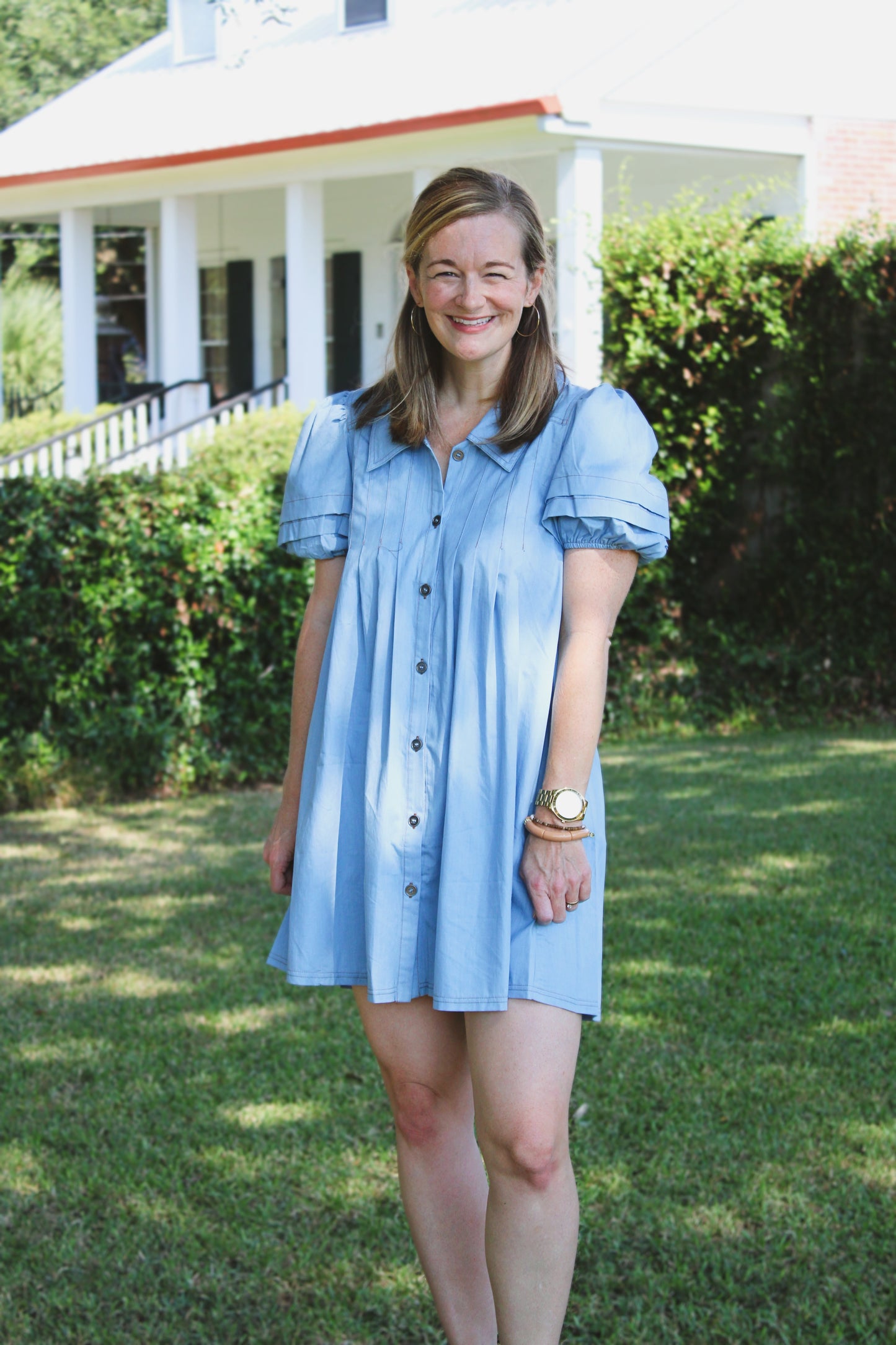 Collared denim mini dress