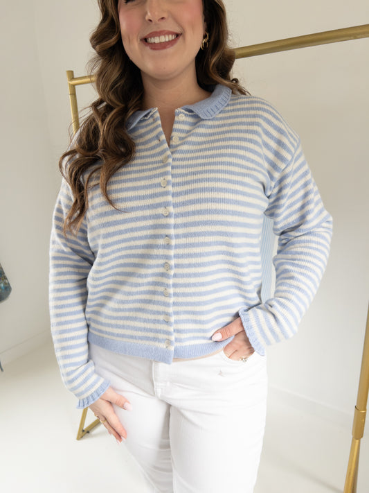 Periwinkle/Blue Stripe Cardigan