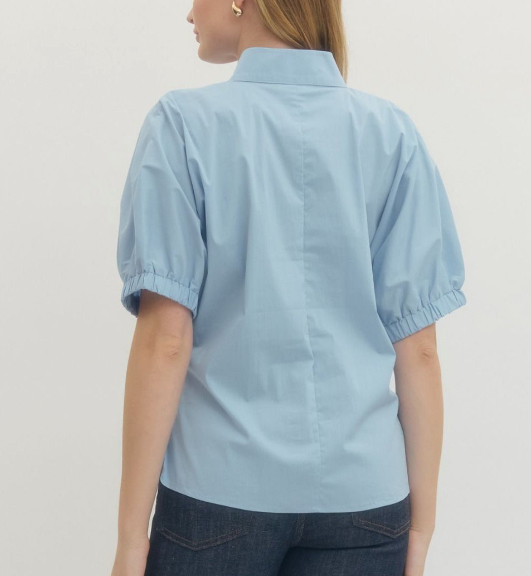 Chambray V-Neck Top