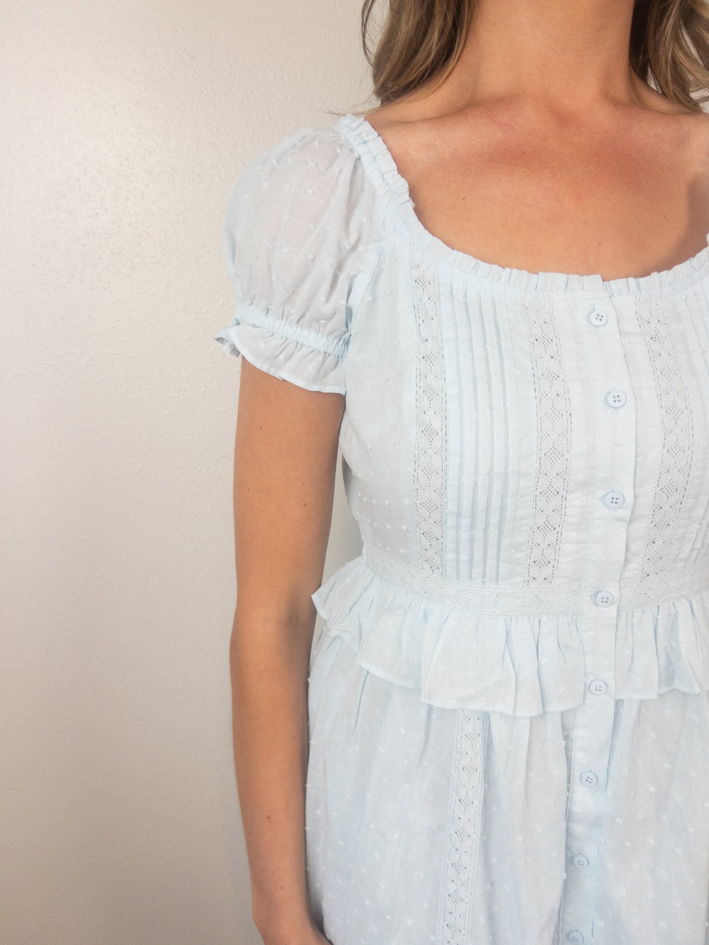 Baby blue Swiss Dot Maxi