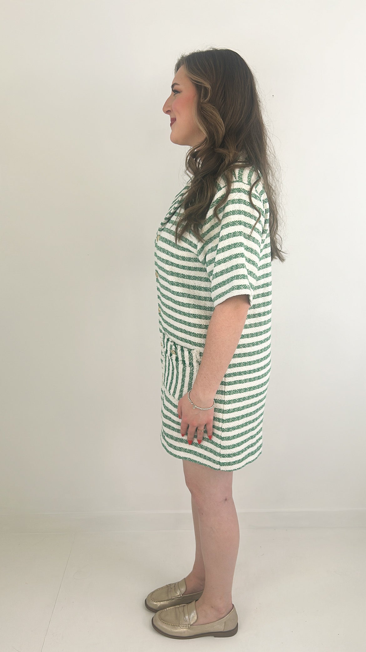 Green Stripe Collar Dress