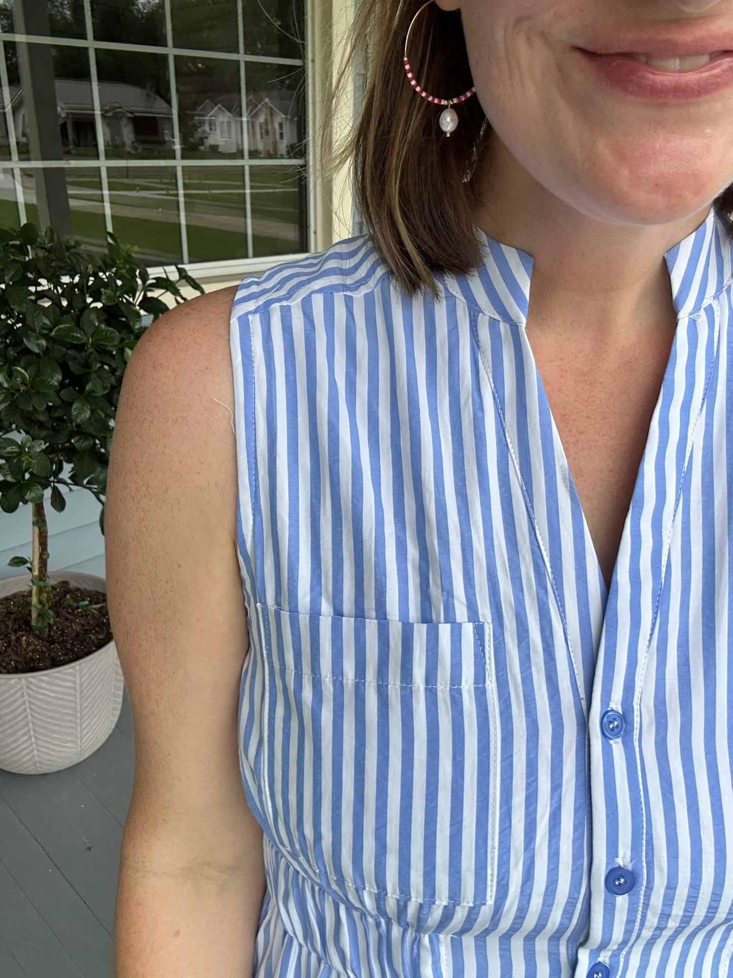 Entro Blue Stripe Sleeveless top