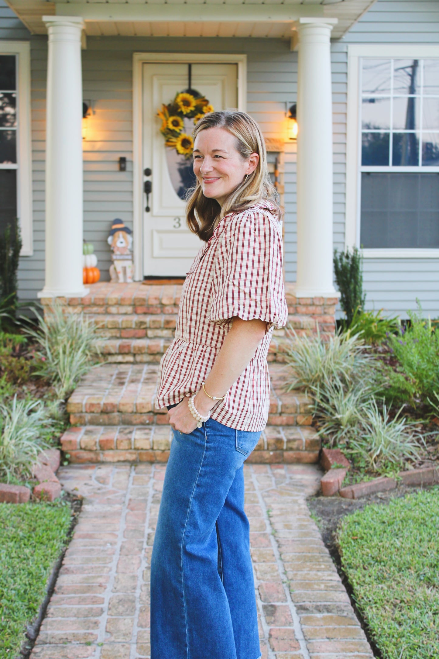 Plaid peplum top