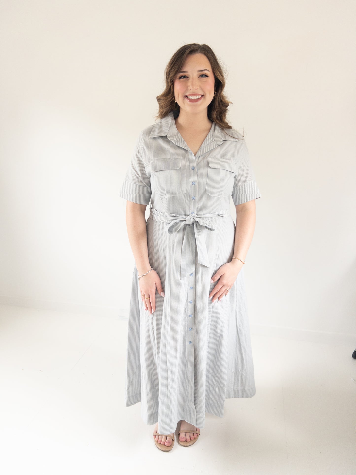 Light Blue Stripe Midi