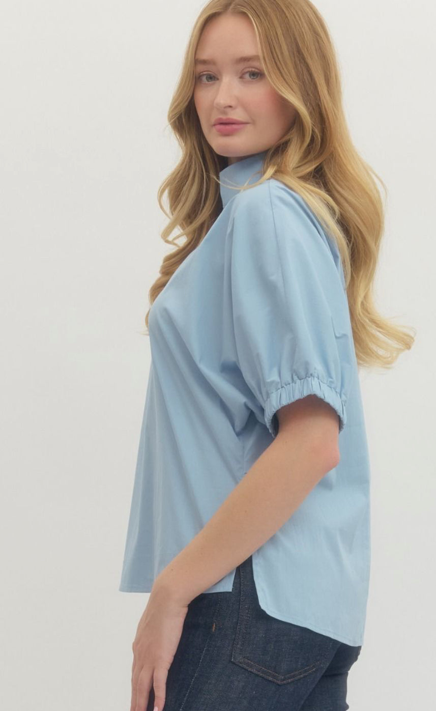 Chambray V-Neck Top