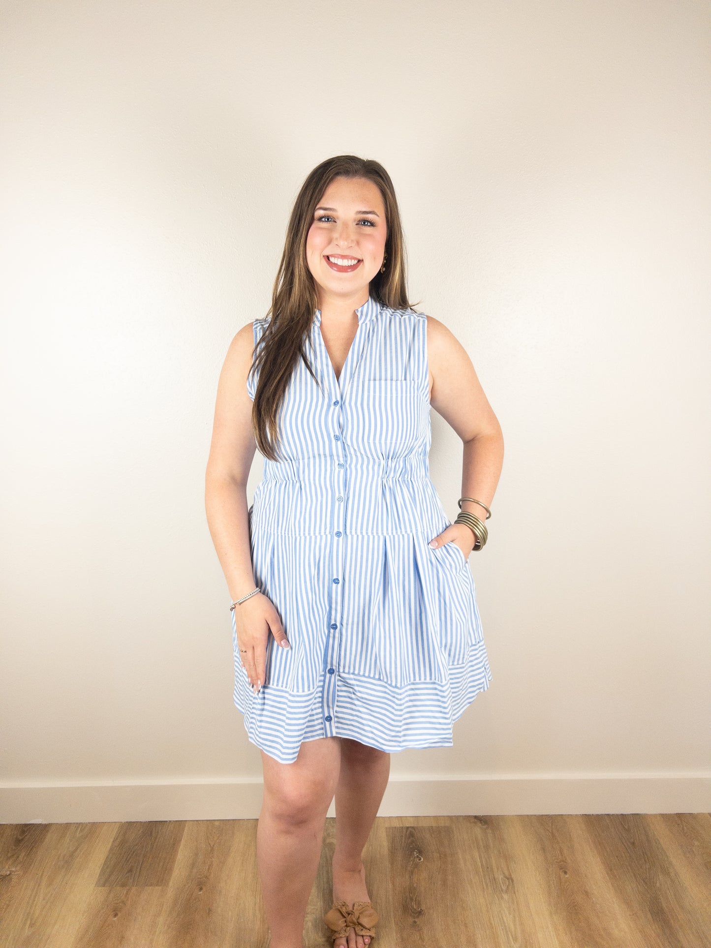 Entro Blue Stripe Sleeveless top