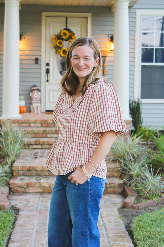 Plaid peplum top