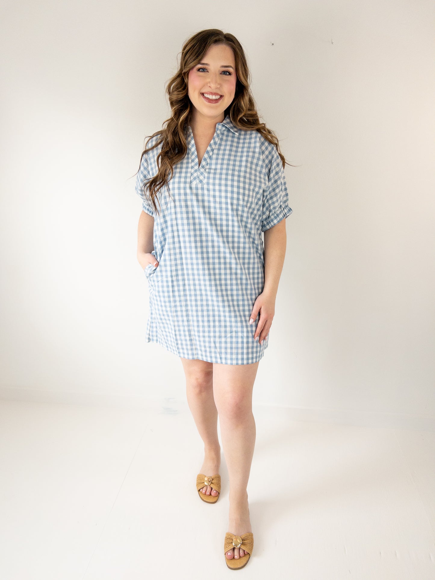Blue Gingham Mini Dress