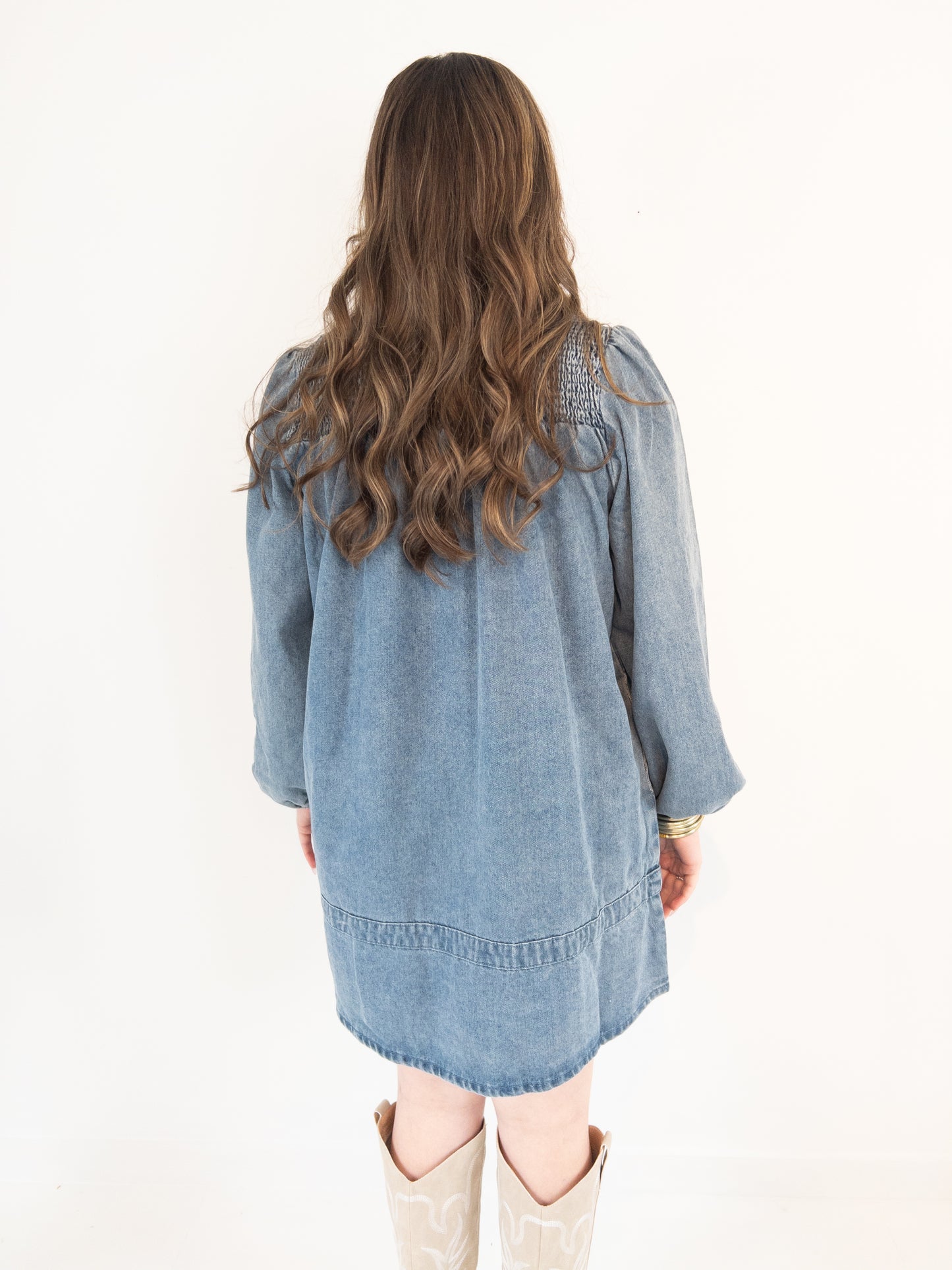 Denim Long Sleeve Mini Dress