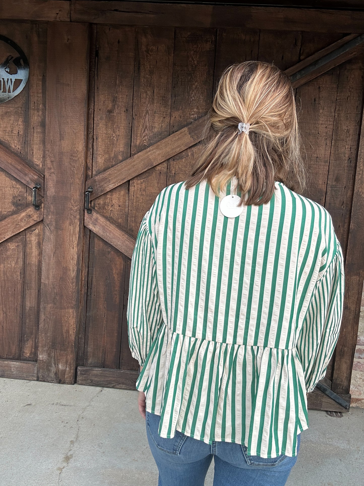 Green Stripe Blouse