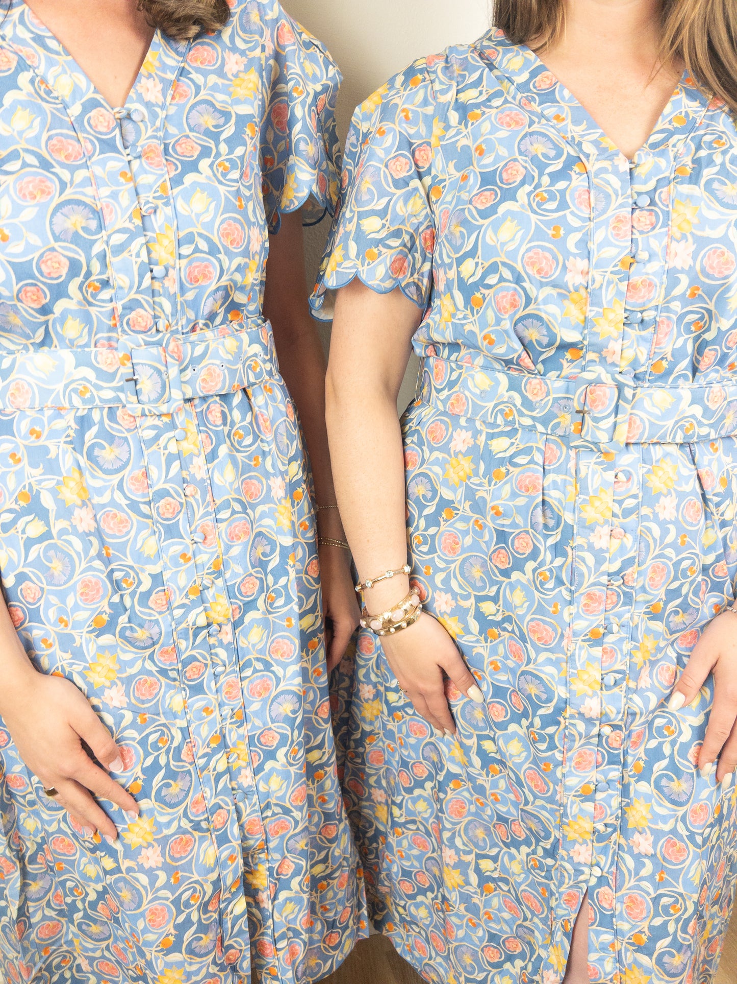 Blue Scallop Floral Midi