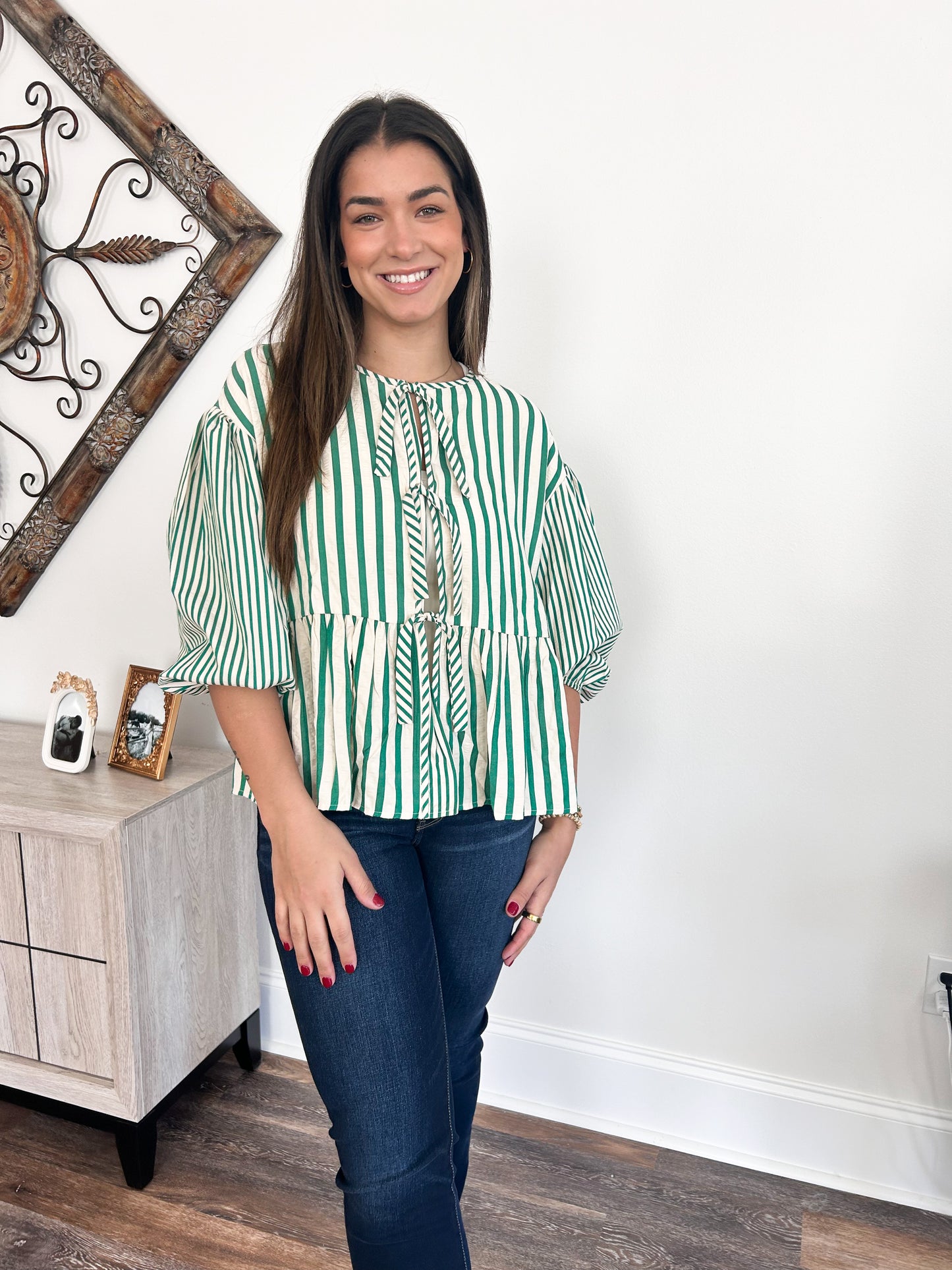 Green Stripe Blouse