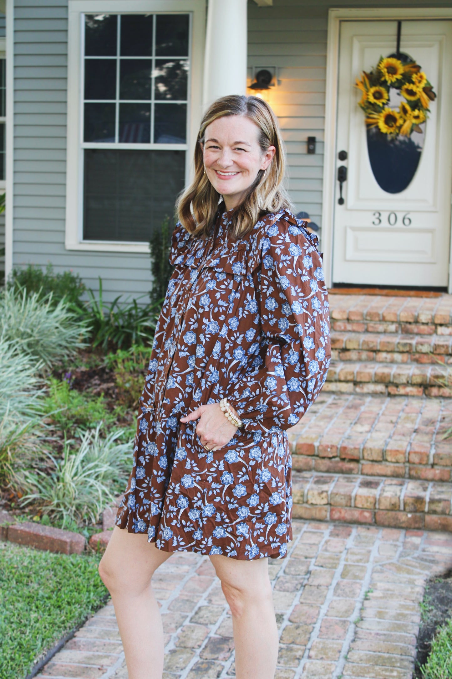 Brown & Blue Floral Mini