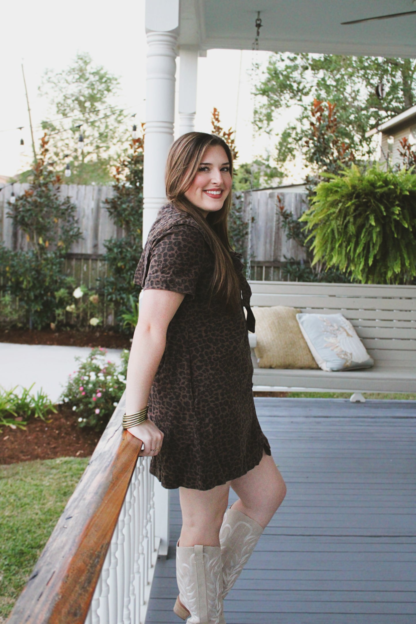 Leopard Denim Mini Dress