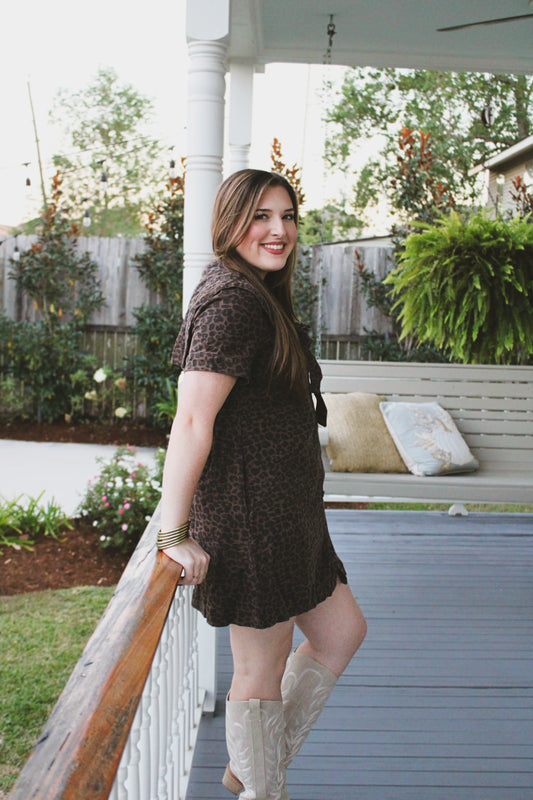 Leopard Denim Mini Dress