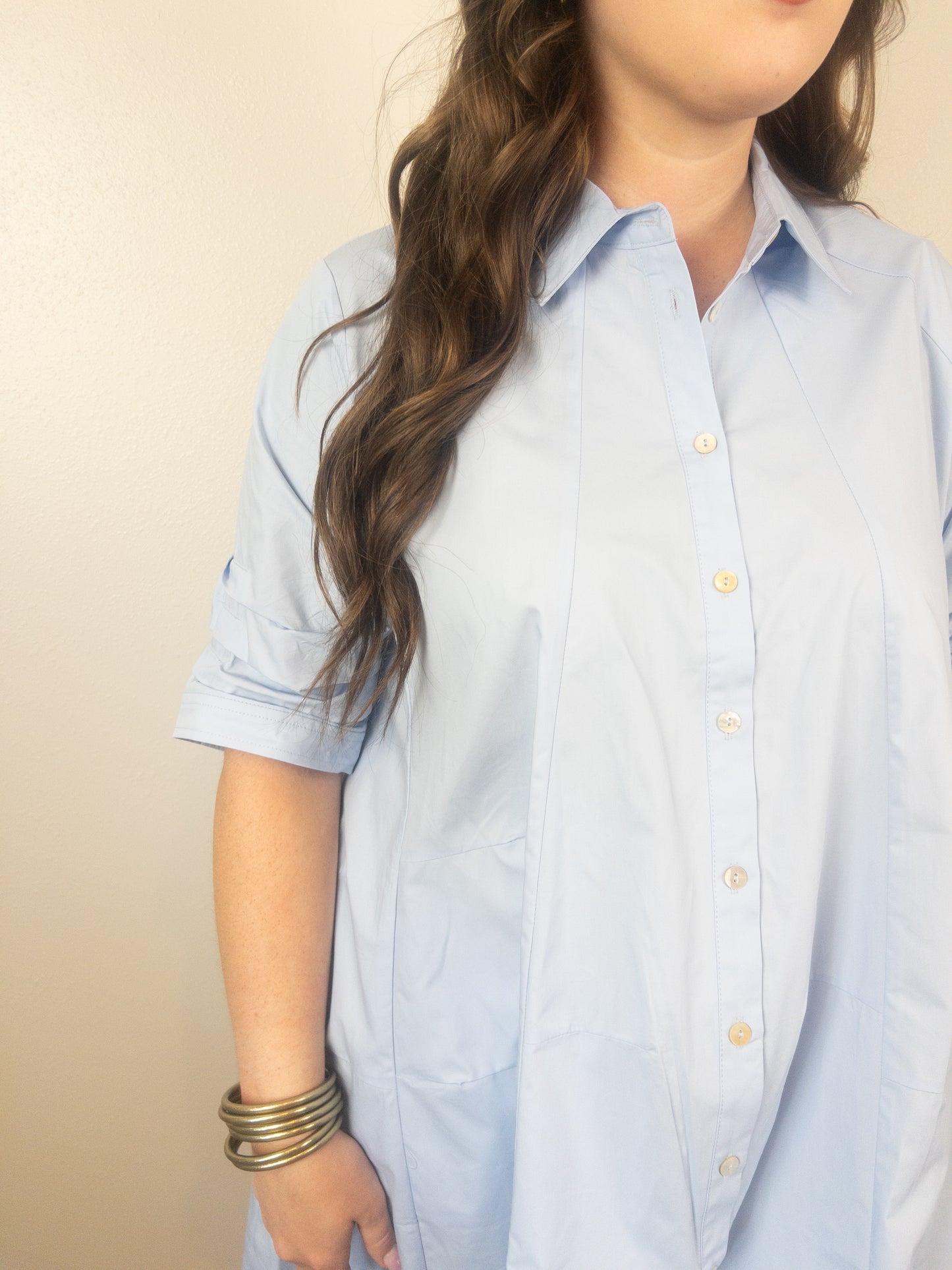 Baby blue poplin mini dress