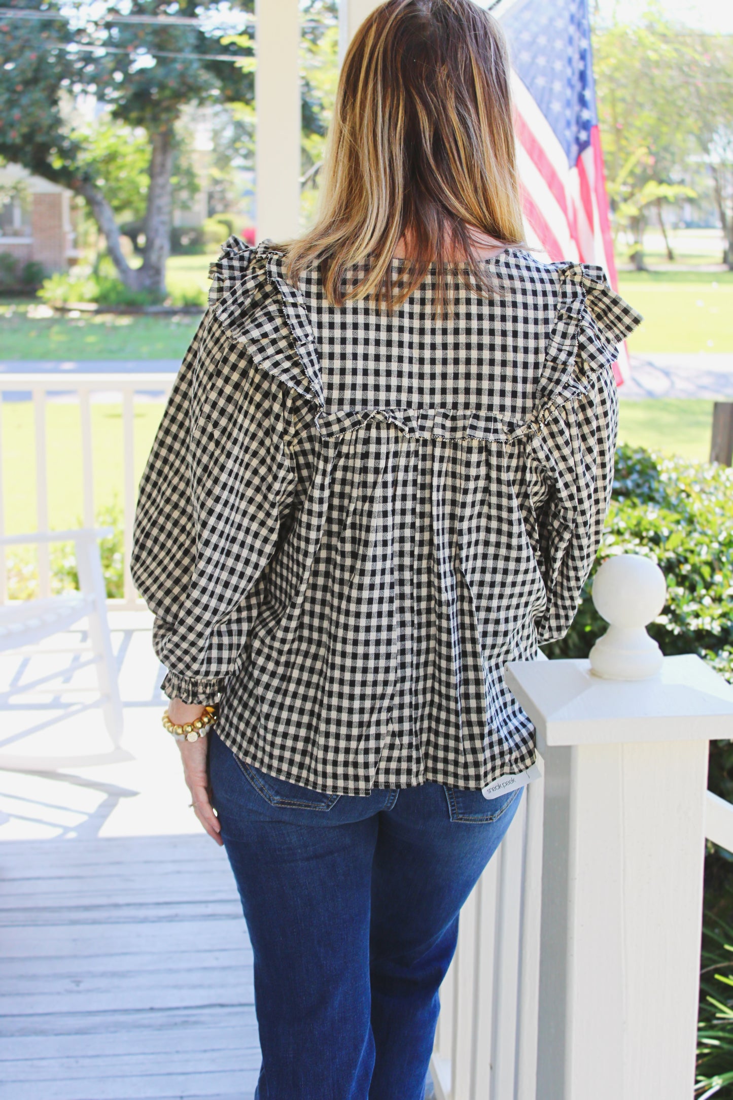 Gingham Print Blouse