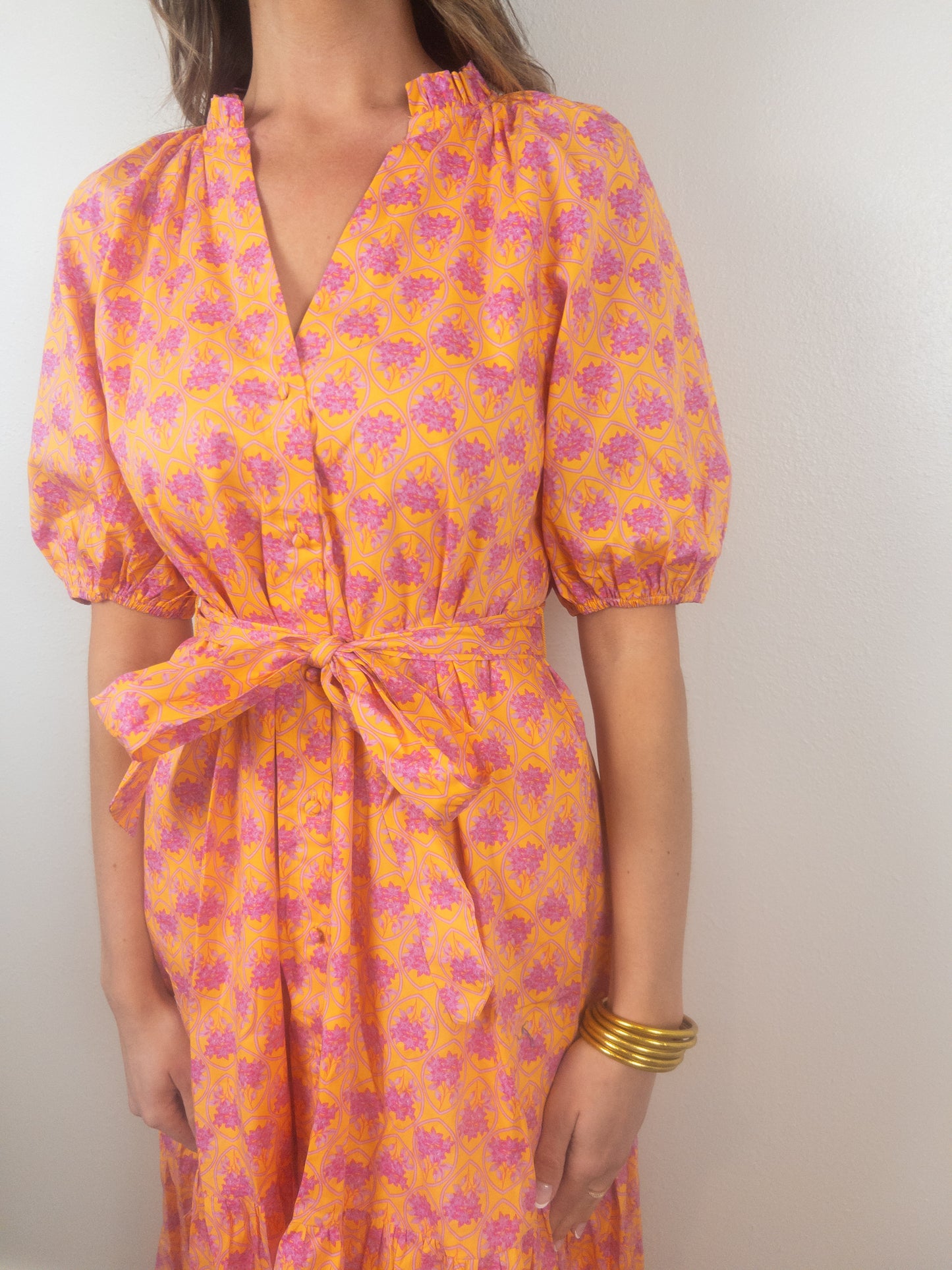 Orange & Pink floral midi