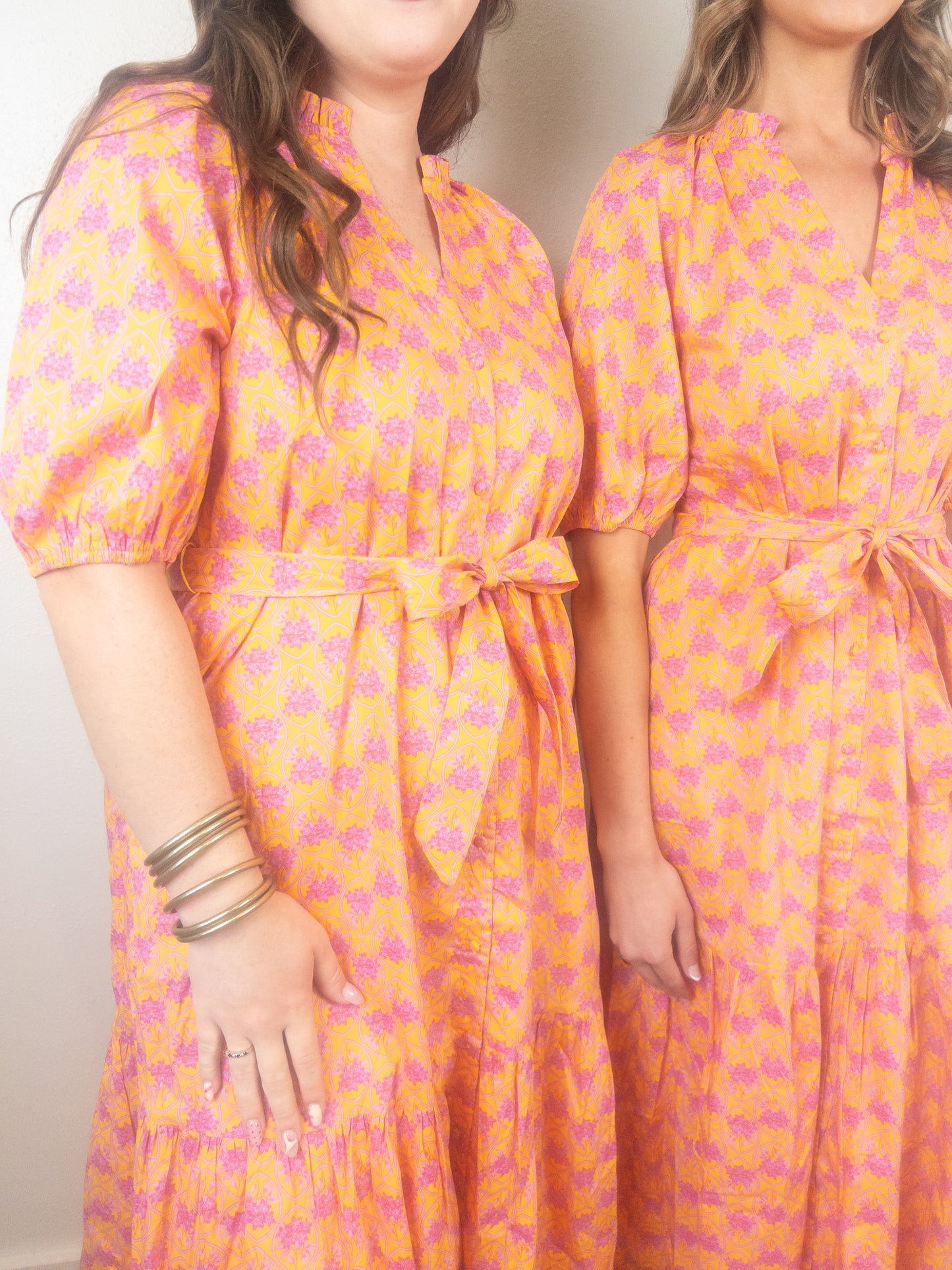 Orange & Pink floral midi