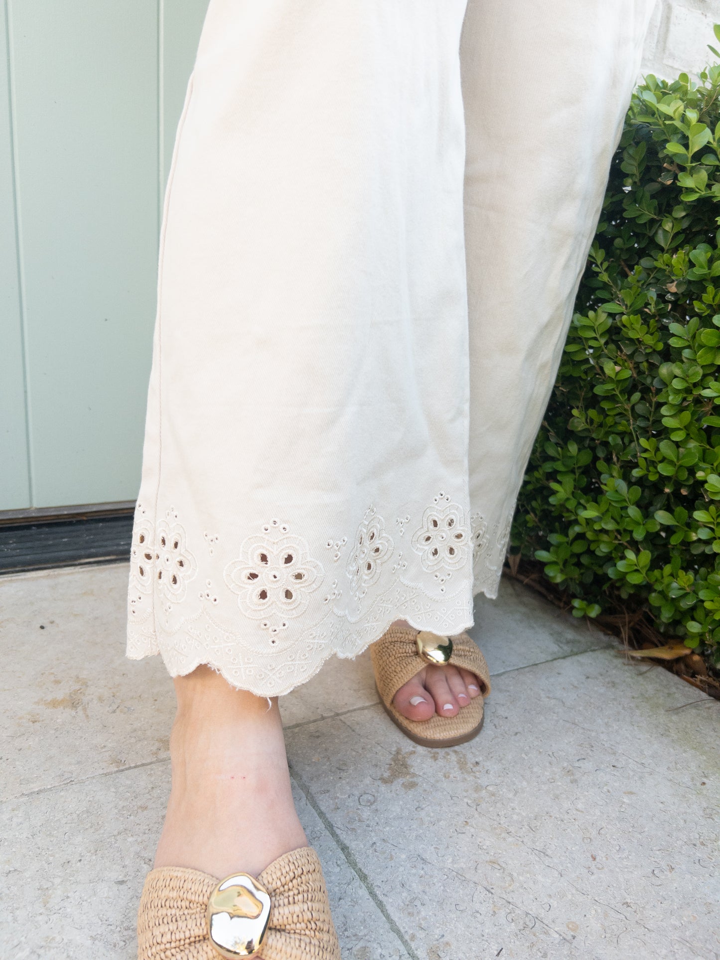 Cream Eyelet Pants