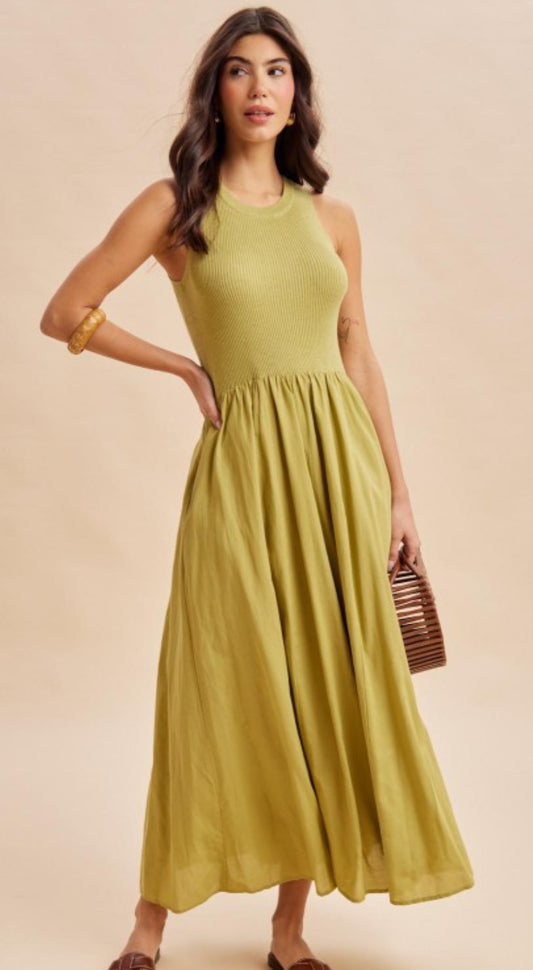Chartreuse Midi Dress