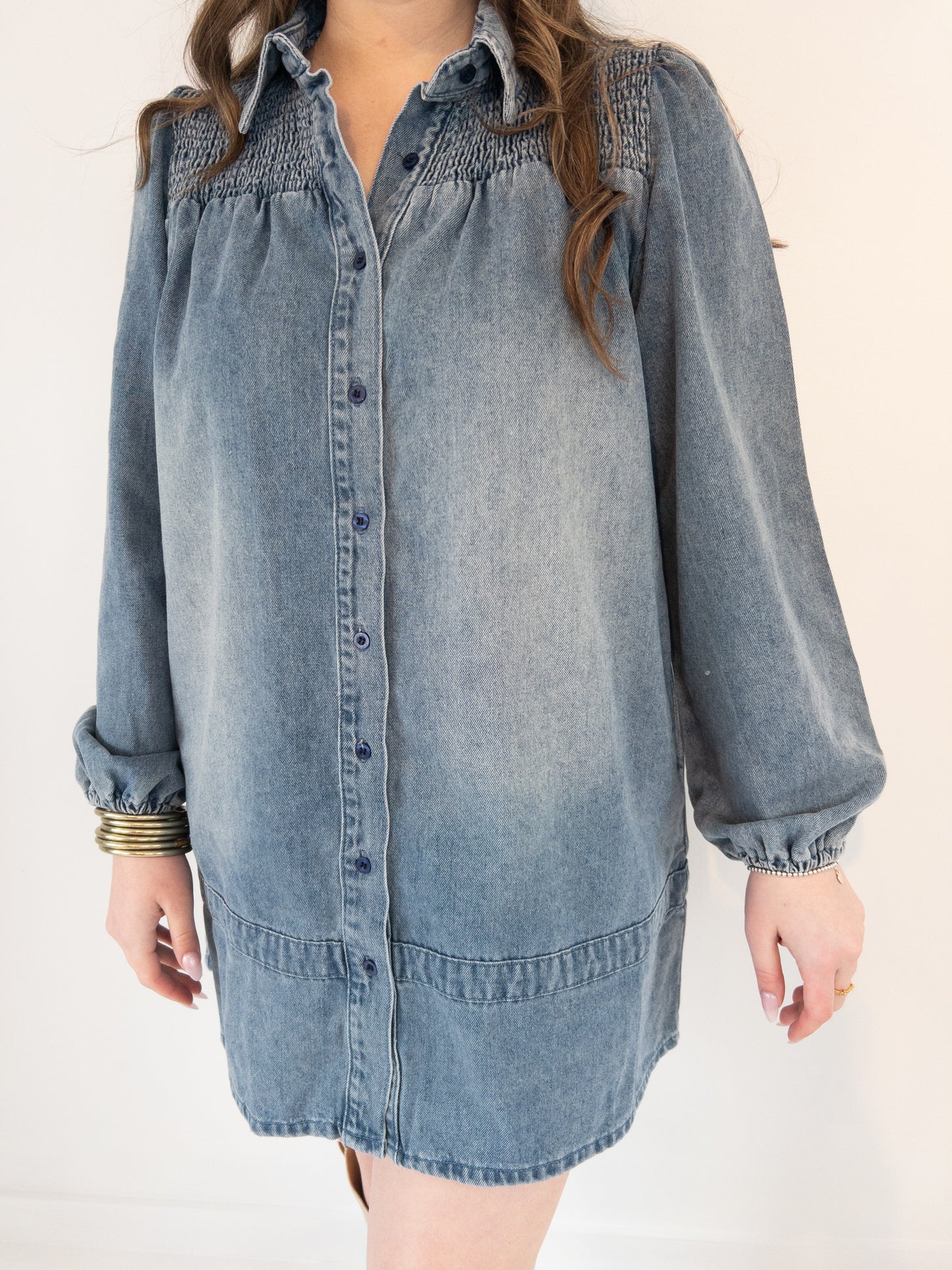 Denim Long Sleeve Mini Dress