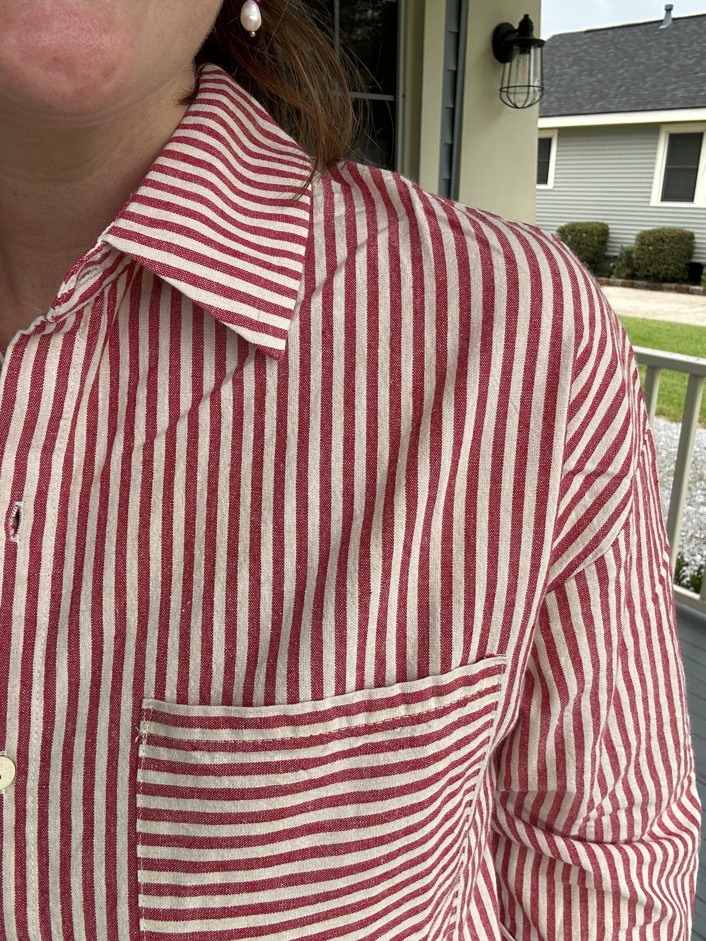 Red Stripe Button Down