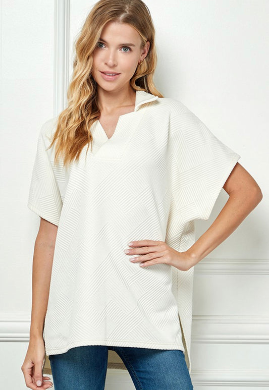 Textured Collar Top