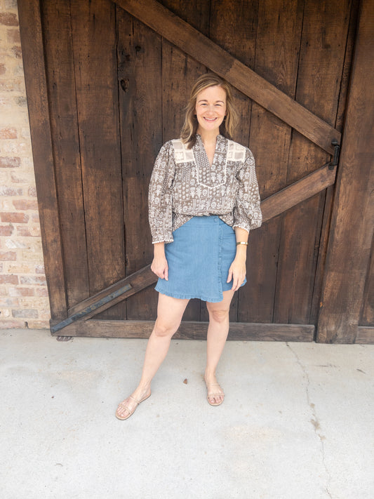 Denim Ruffle Skort