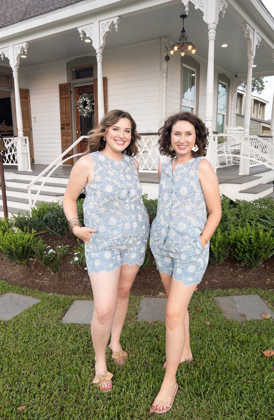 Blue Eyelet Set