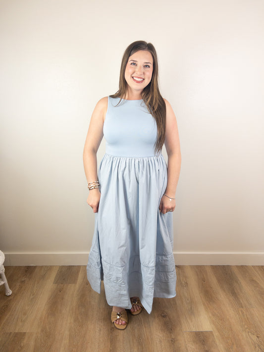 Baby Blue Knit Top Midi